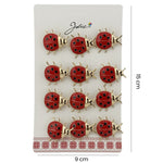 Brose Martisor Primavara, Jolie, Set 12 Bucati, Model Buburuza Mare, Brosa din Metal, 3 x 2 cm per Bucata, Rosu