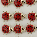Brose Martisor Primavara, Jolie, Set 12 Bucati, Model Buburuza Mare, Brosa din Metal, 3 x 2 cm per Bucata, Rosu