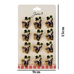 Brose Martisor Primavara Jolie, Set 12 Bucati, Model Elf cu Trifoi Norocos, Brosa din Metal, 3 x 2 cm per Bucata,