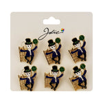 Brose Martisor Primavara Jolie, Set 12 Bucati, Model Elf cu Trifoi Norocos, Brosa din Metal, 3 x 2 cm per Bucata,