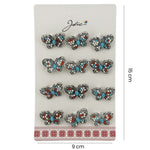 Brose Martisor Primavara, Jolie, Set 12 Bucati, Model Fluture cu Pietre, Brosa din Metal, 3 x 2 cm per Bucata, Argintiu