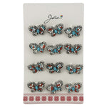 Brose Martisor Primavara, Jolie, Set 12 Bucati, Model Fluture cu Pietre, Brosa din Metal, 3 x 2 cm per Bucata, Argintiu