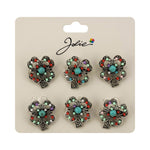 Brose Martisor Primavara, Jolie, Set 12 Bucati, Model Trifoi cu Pietre Decorative, Brosa din Metal, Dimensiune 3 x 2 cm