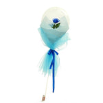 Buchet Decorativ, Flippy, Trandafir in Balon cu Lumini Led, Diametru 35 cm, 2 x Baterii AA (neincluse), Albastru/Alb