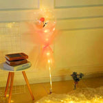 Buchet Decorativ, Flippy, Trandafir in Balon cu Lumini Led, Diametru 35 cm, 2 x Baterii AA (neincluse), Sampanie