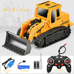 Buldozer cu Senile Jucarie pentru Copii, Flippy, Jucarie Buldozer cu Telecomanda, Jucarie de Constructie, Acumulator cu