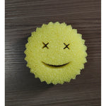 Burete de Vase, Flippy, Rotund, din Burete PU, Model Smiley Face, Doua Fete, 10 x 4 cm, Galben