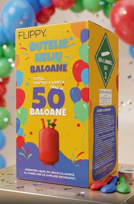 Butelie Heliu de Unica Folosinta, Butelie pentru 50 Baloane Latex, Ideala pentru Petreceri si Evenimente, 13l,