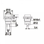 Buton 1 circuit 2A 250V OFF-(ON) fara retinere albastru 09065KE