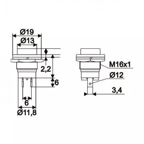 Buton 1 circuit Push ON 2A 250V OFF-(ON) fara retinere rosu 09065PI