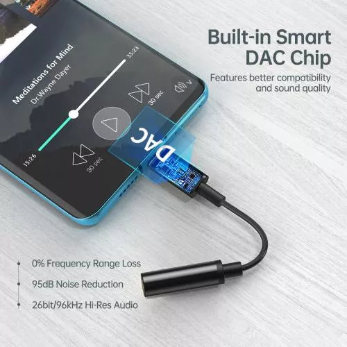 Cablu adaptor USB Type C - Jack 3.5 mm mama casti Choetech AUX003