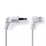 Cablu alimentare Euro tata cotit - 2 Pini IEC-320-C7 cotit 3m alb Nedis
