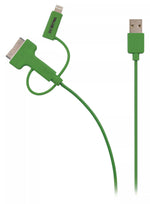 Cablu alimentare si sincronizare verde USB 2.0 - micro USB +adaptor lightning +Apple Dock 30pini 1m cupru Valueline