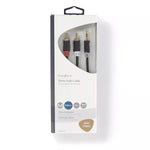 Cablu audio JACK stereo 3.5 mm tata - 2x RCA tata 5m antracit Nedis