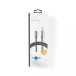 Cablu audio Jack stereo 3.5 mm tata - 3.5 mm mama Nedis 2m gri metal