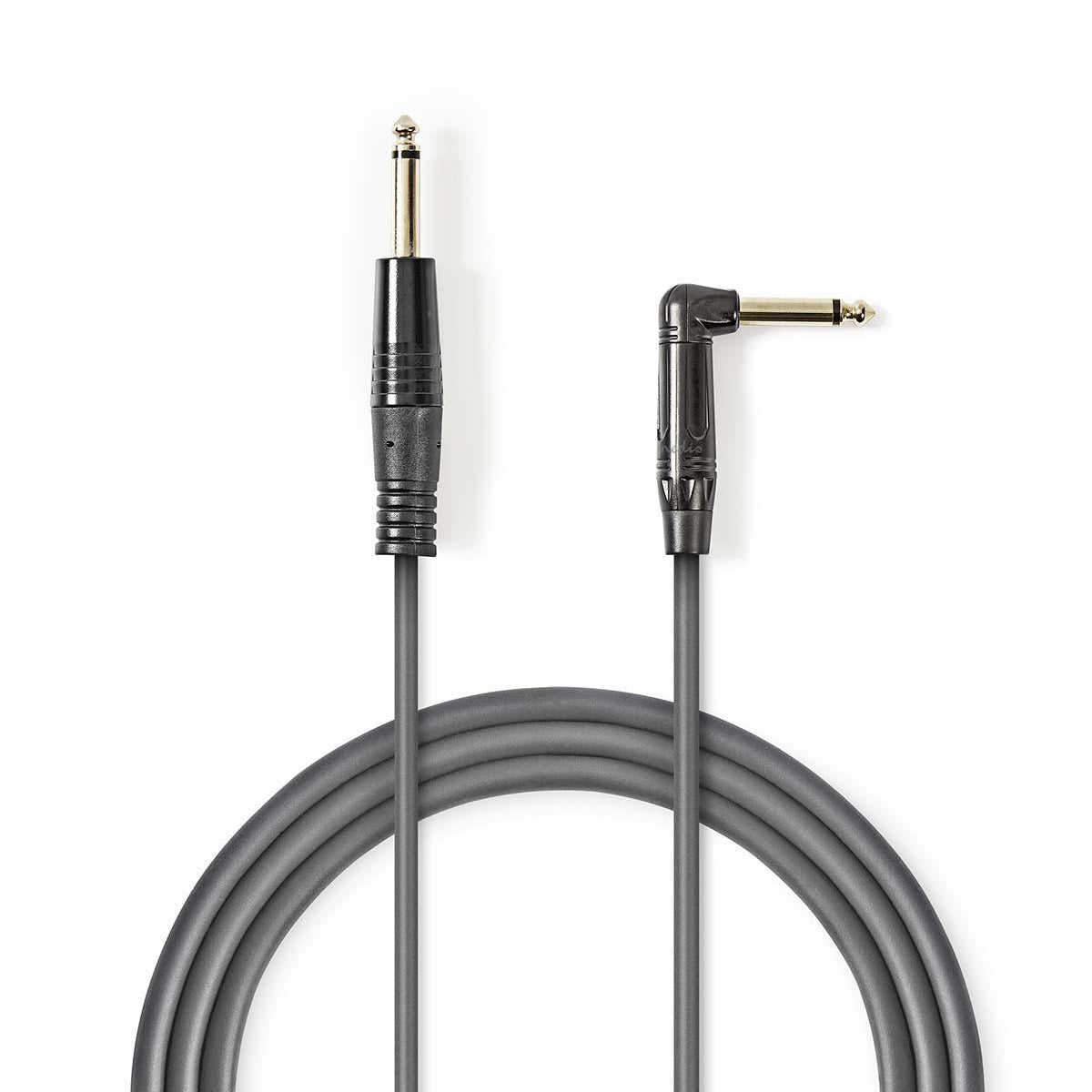 Cablu audio MONO Jack 6.35 mm tata - 6.35 mm tata cotit 3m gri Nedis