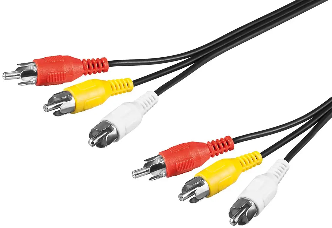 Cablu audio si video 2m 1x video /2x audio L/R 3x RCA tata - 3x RCA tata Goobay 50381