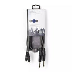 Cablu audio stereo 2x 6.35 mm Jack tata - 2x RCA tata 1.5m gri Nedis