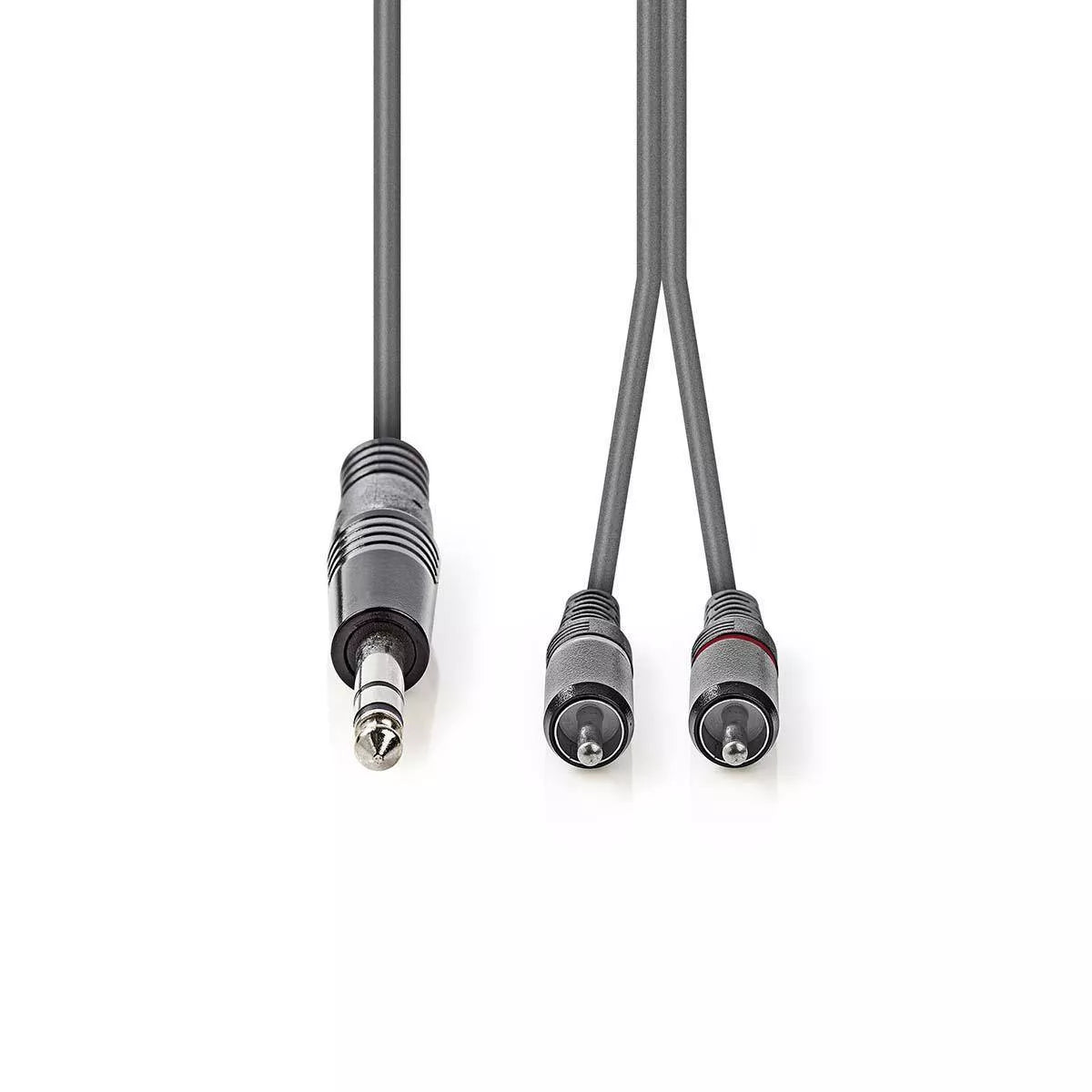 Cablu audio stereo JACK 6.35 mm tata - 2x RCA tata 1.5m gri NEDIS
