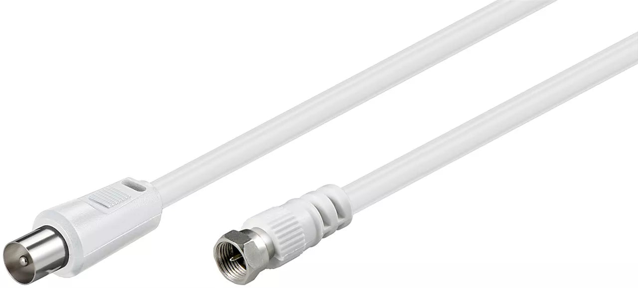 Cablu conexiune antena /SAT 5m F tata - Coaxial tata alb Goobay