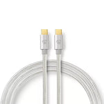 Cablu de alimentare si sincronizare USB type C 2.0 tata-tata 5A 100W aurit 2m argintiu Nedis