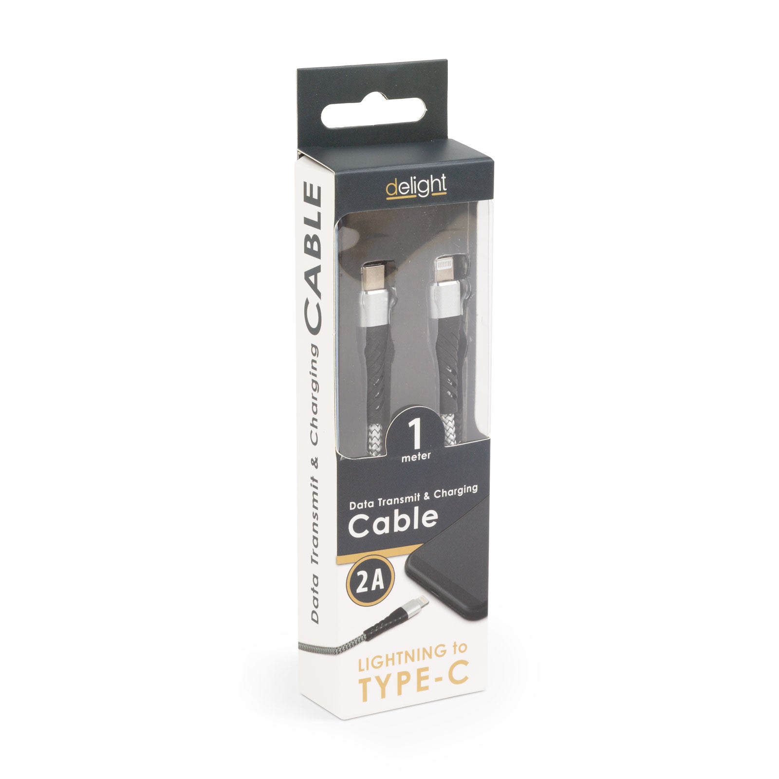Cablu de date Apple iPhone lightning - USB Type C 1m 2A gri panzat delight