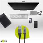 Cablu de date si incarcare USB A - USB type C 2m gri/argintiu textil flexibil Goobay 49297