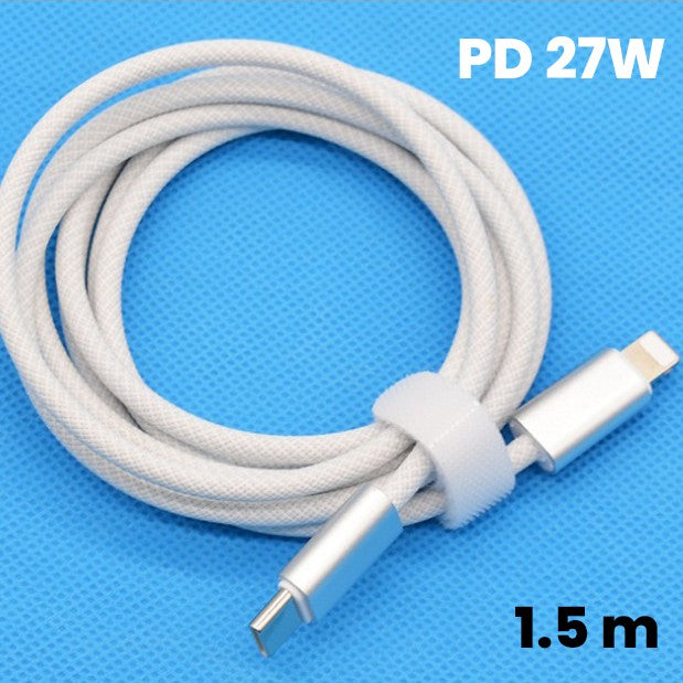 Cablu de Incarcare Rapida pentru Telefon, Flippy, Power Delivery 27W, Potrivit Compatibil cu iPhone, Impletit texturat