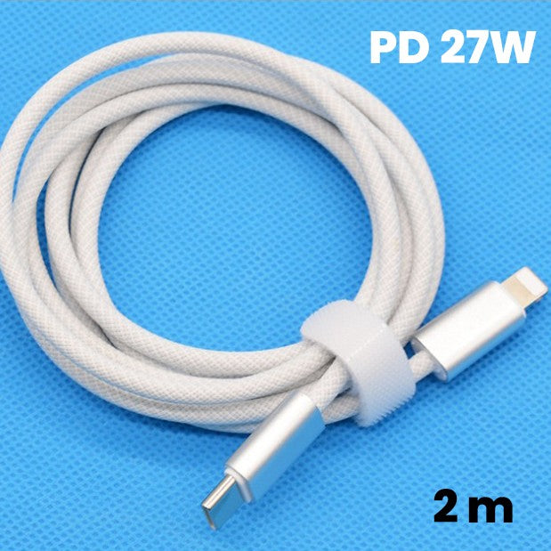 Cablu de Incarcare Rapida pentru Telefon, Flippy, Power Delivery 27W, Potrivit Compatibil cu iPhone, Impletit texturat