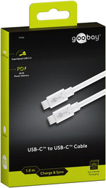 Cablu de incarcare si sincronizare USB type C 3.2 Gen1 tata-tata PD 60W 1m alb Goobay