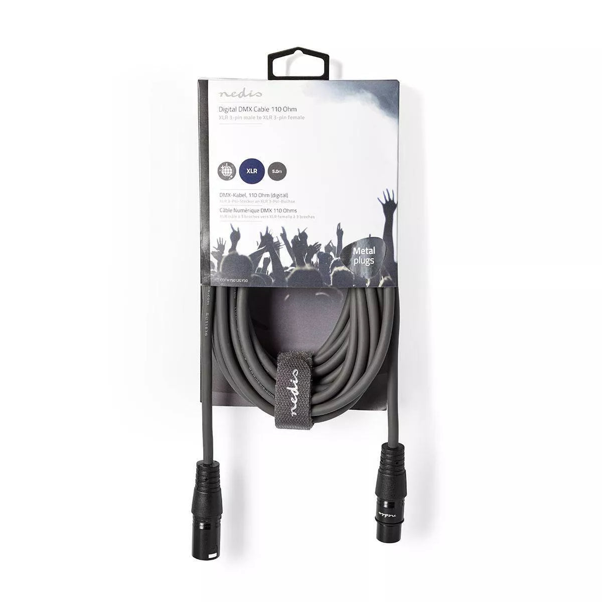 Cablu digital XLR 3 Pini tata - XLR 3 Pini mama 5m gri Nedis