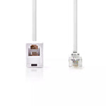 Cablu extensie telefonie RJ11 tata - RJ11 mama 10m alb Nedis