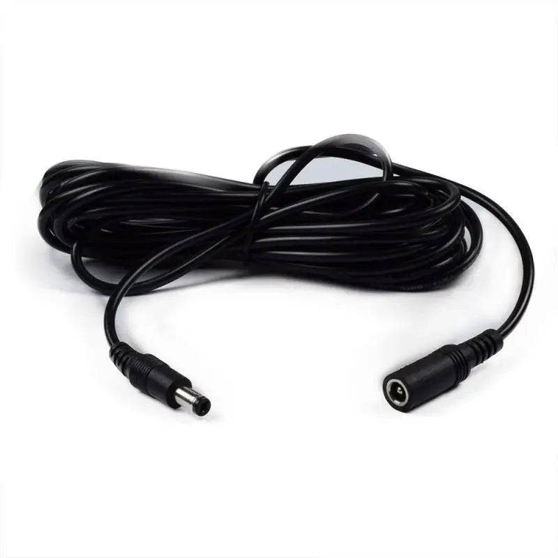 Cablu prelungitor 2x0.5mm2 DC 5.5/2.1 mufa - DC 5.5/2.1 soclu 5m 3A drept negru POS POSDC-Y-PS21-5.0
