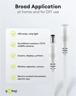 Cablu prelungitor DC 5.5/2.1 mufa - DC 5.5/2.1 soclu 5m 5A 2x0.5mm2 cupru drept alb Goobay 76676