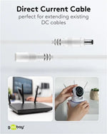 Cablu prelungitor DC 5.5/2.1 mufa - DC 5.5/2.1 soclu 5m 5A 2x0.5mm2 cupru drept alb Goobay 76676