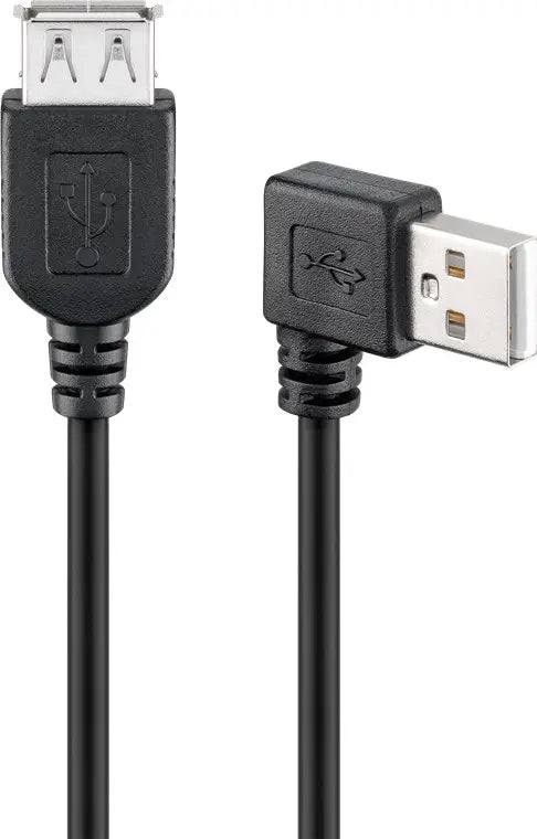 Cablu prelungitor USB 2.0 HI-SPEED 15cm USB A tata 90 grade dreapta la USB A mama drept Goobay
