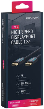 Cablu Profesional DisplayPort - DisplayPort 1m v1.2a 4K 60Hz 21.6Gbit/s AWG26 OFC Clicktronic 70710