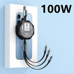 Cablu Retractabil 3in 1 pentru Telefon, Flippy, Cablu de incarcare rapida 100W, stil Mecha, potrivit pentru Auto,