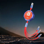 Cablu Retractabil 3in 1 pentru Telefon, Flippy, Cablu de incarcare rapida 100W, stil Mecha, potrivit pentru Auto,