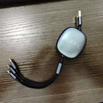 Cablu Retractabil Universal pentru Telefon, Flippy, Universal 3in1 pentru Orice Tip de Telefon, Micro-USB, Lightning,