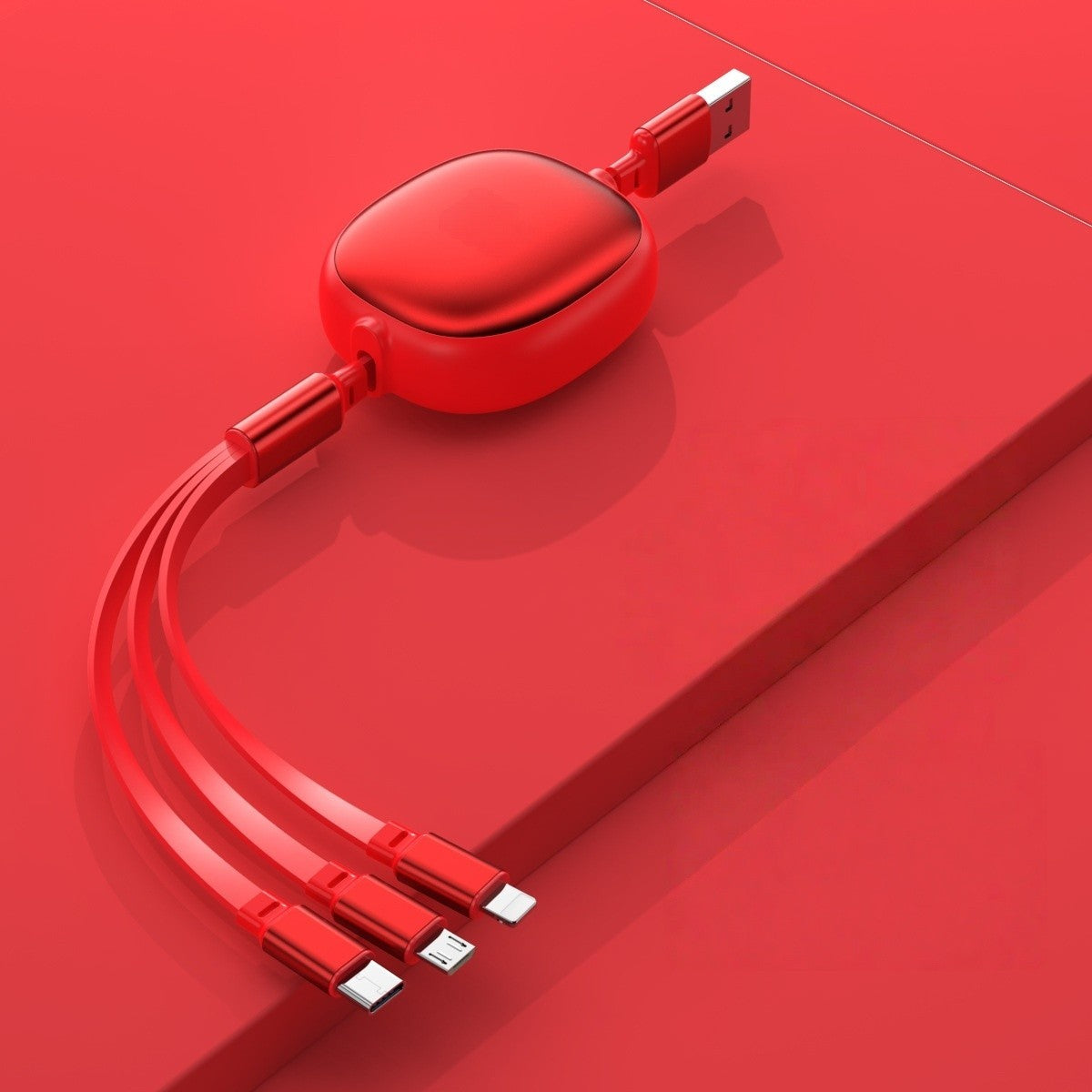 Cablu Retractabil Universal pentru Telefon, Flippy, Universal 3in1 pentru Orice Tip de Telefon, Micro-USB, Lightning,
