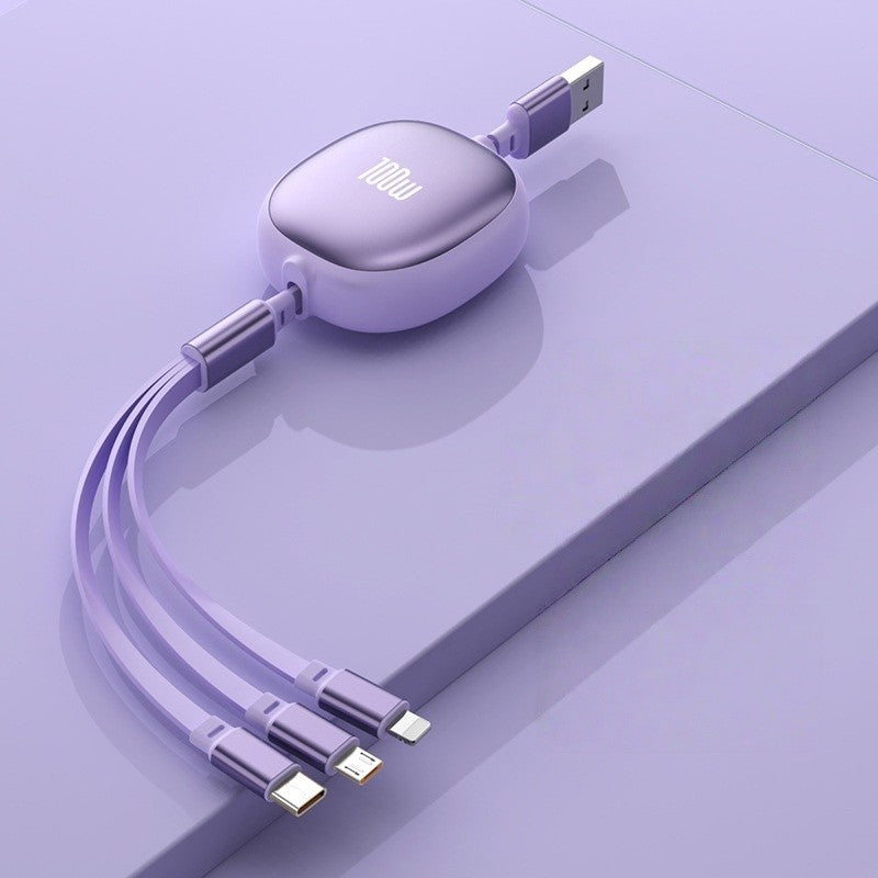 Cablu Retractabil Universal pentru Telefon, Flippy, Universal 3in1 pentru Orice Tip de Telefon, Micro-USB, Lightning,