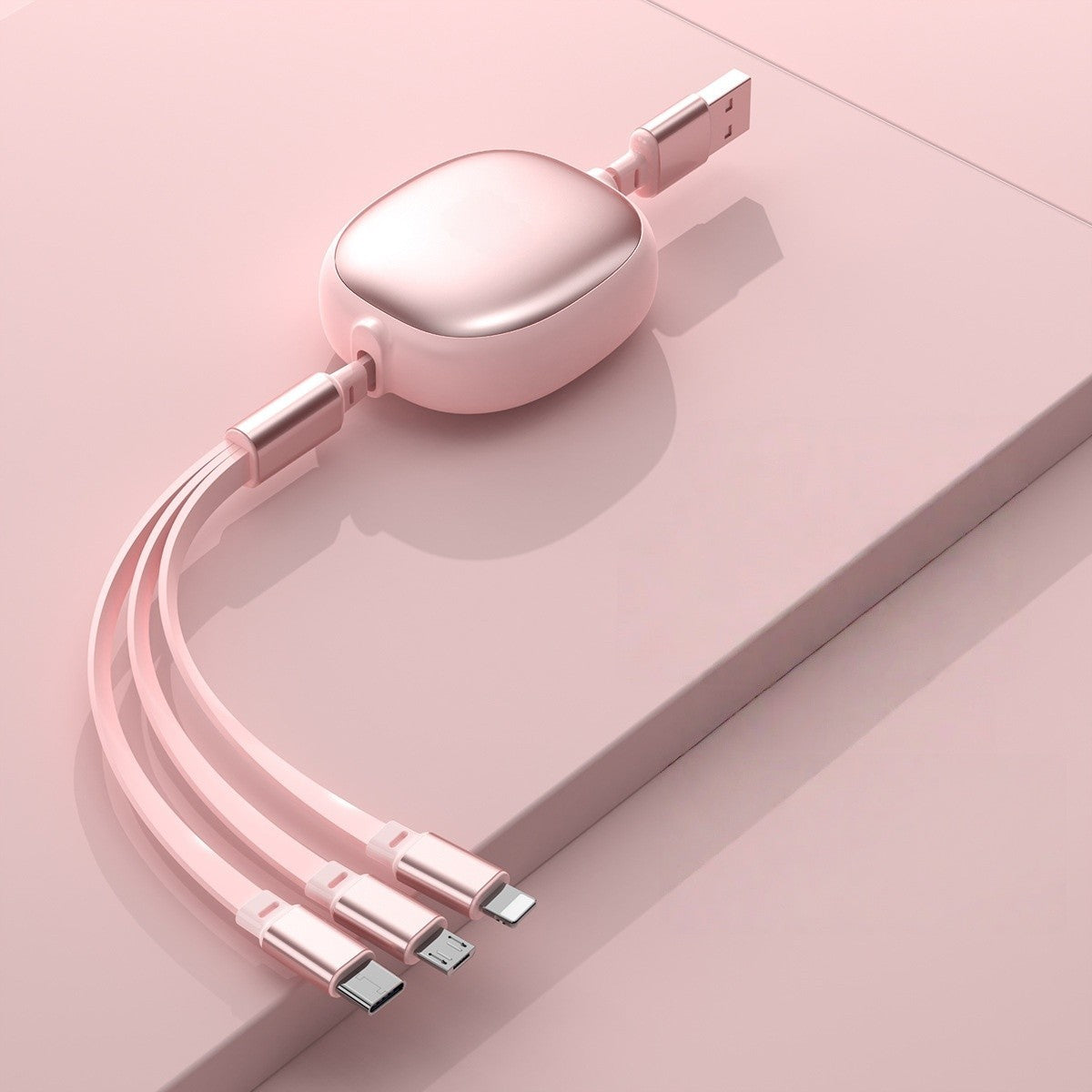 Cablu Retractabil Universal pentru Telefon, Flippy, Universal 3in1 pentru Orice Tip de Telefon, Micro-USB, Lightning,