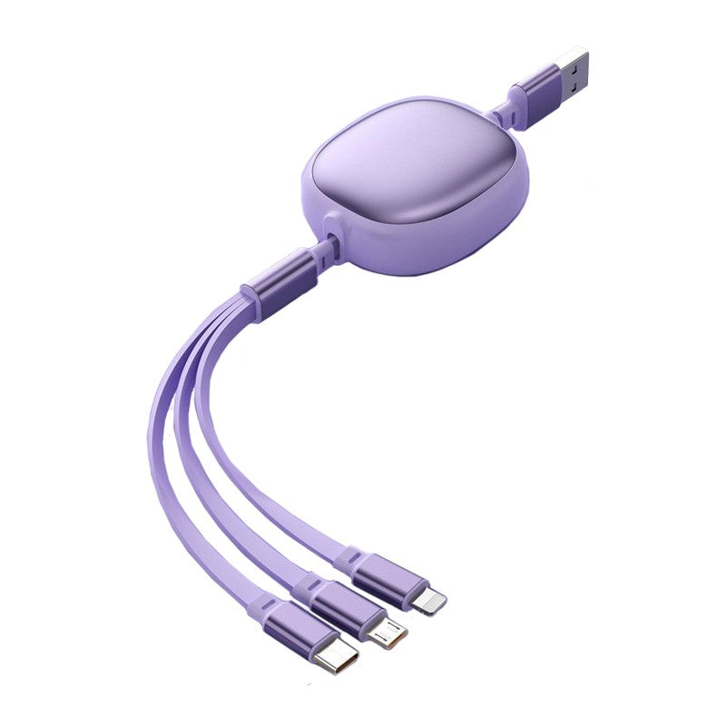 Cablu Retractabil Universal pentru Telefon, Flippy, Universal 3in1 pentru Orice Tip de Telefon, Micro-USB, Lightning,