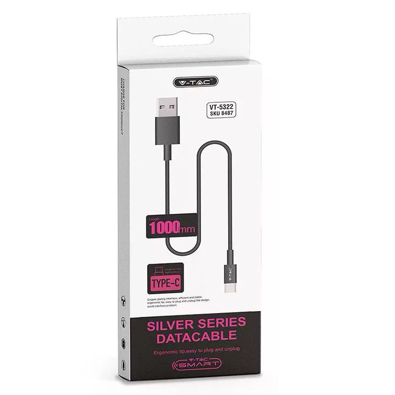 Cablu Type C 1m SILVER EDITON negru V-TAC