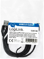 Cablu USB 2.0 A mufa - USB Type C mufa in unghi 1m negru LOGILINK CU0138