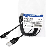 Cablu USB 2.0 A mufa - USB Type C mufa in unghi 1m negru LOGILINK CU0138