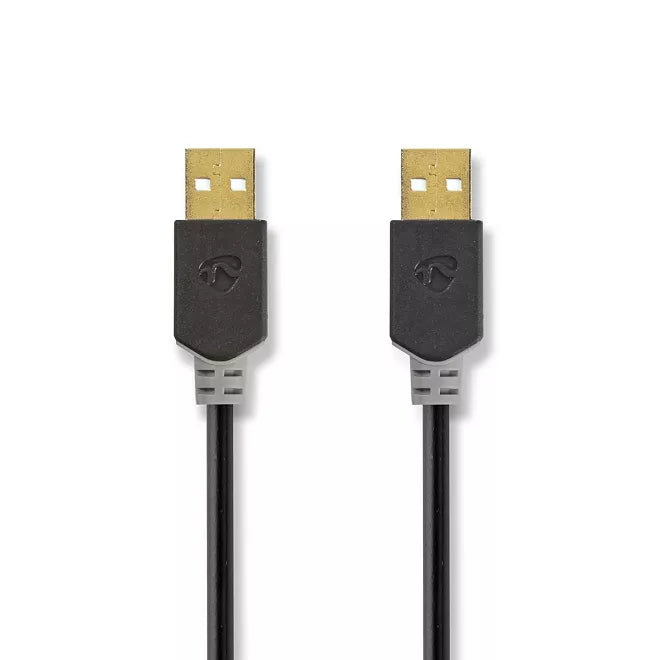 Cablu USB 2.0 A tata - A tata 2m Hi-Speed 480Mbps antracit Nedis