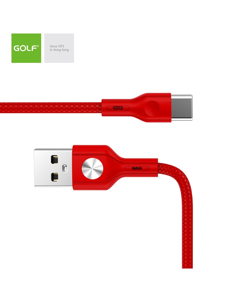 Cablu USB la USB Type C Golf CD Leather 3A rosu 1m GC-60t