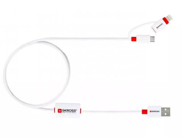 Cablu USB Skross Buzz Line A tata - micro USB A tata 1m alb